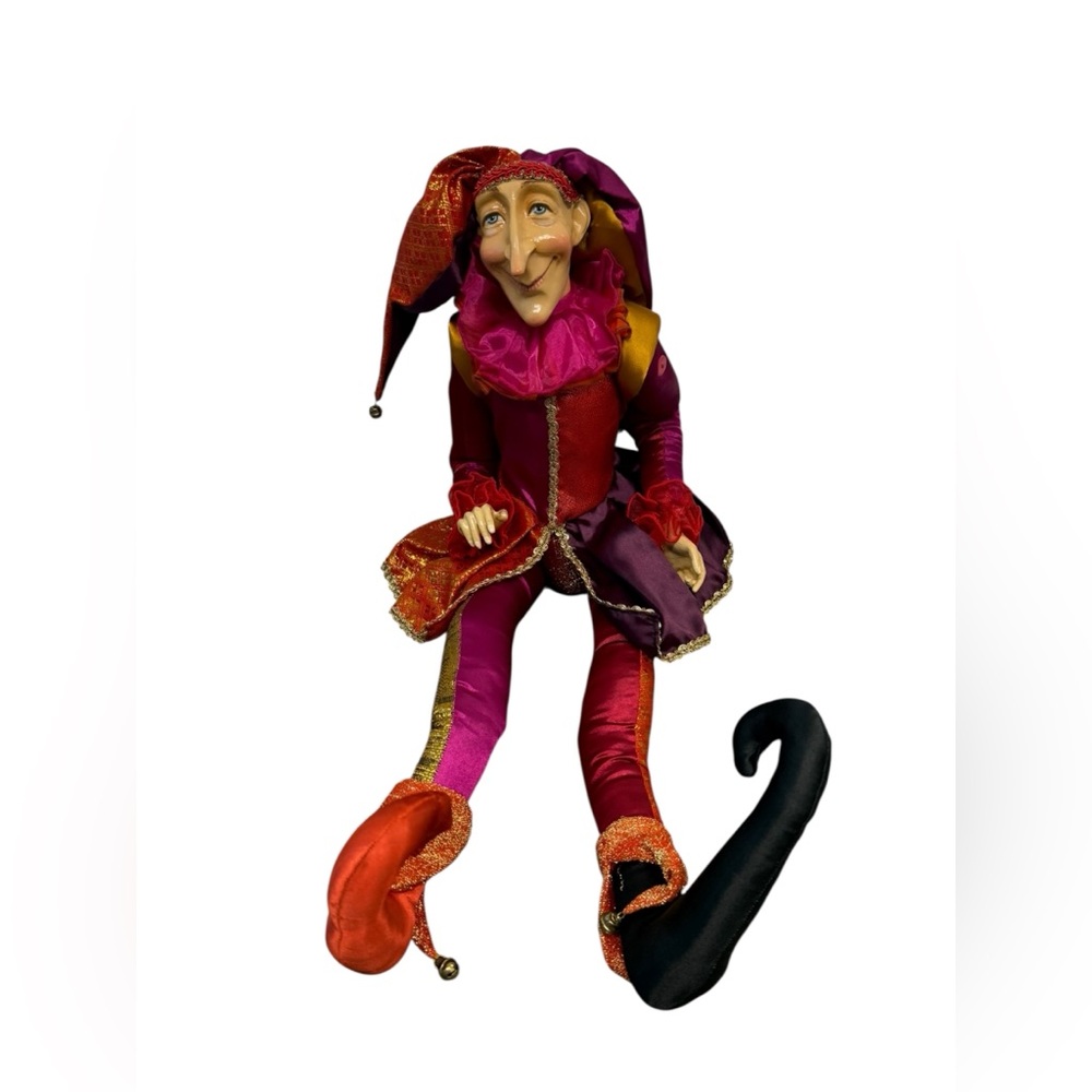 Katherine's Collection (?) Red Jester Mardi Gras Doll Retired Articulating Limbs